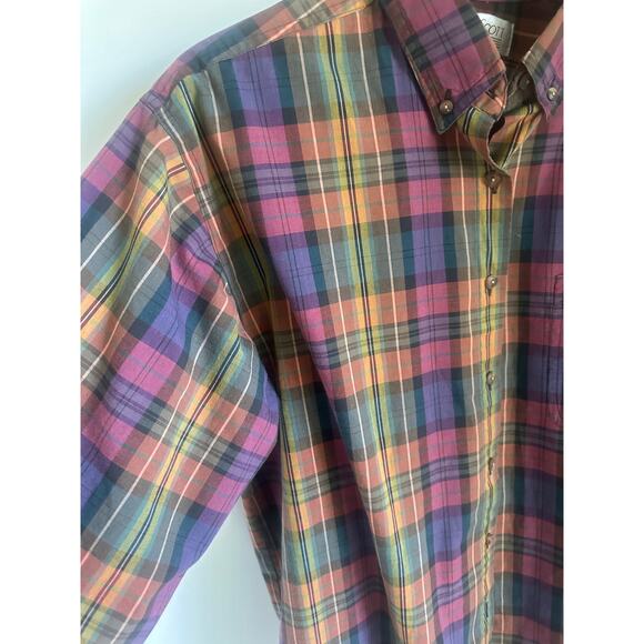 Vintage 90s Plaid Womens Button Down Shirt Size M Cotton Preppy Twee Academia - Picture 6 of 11